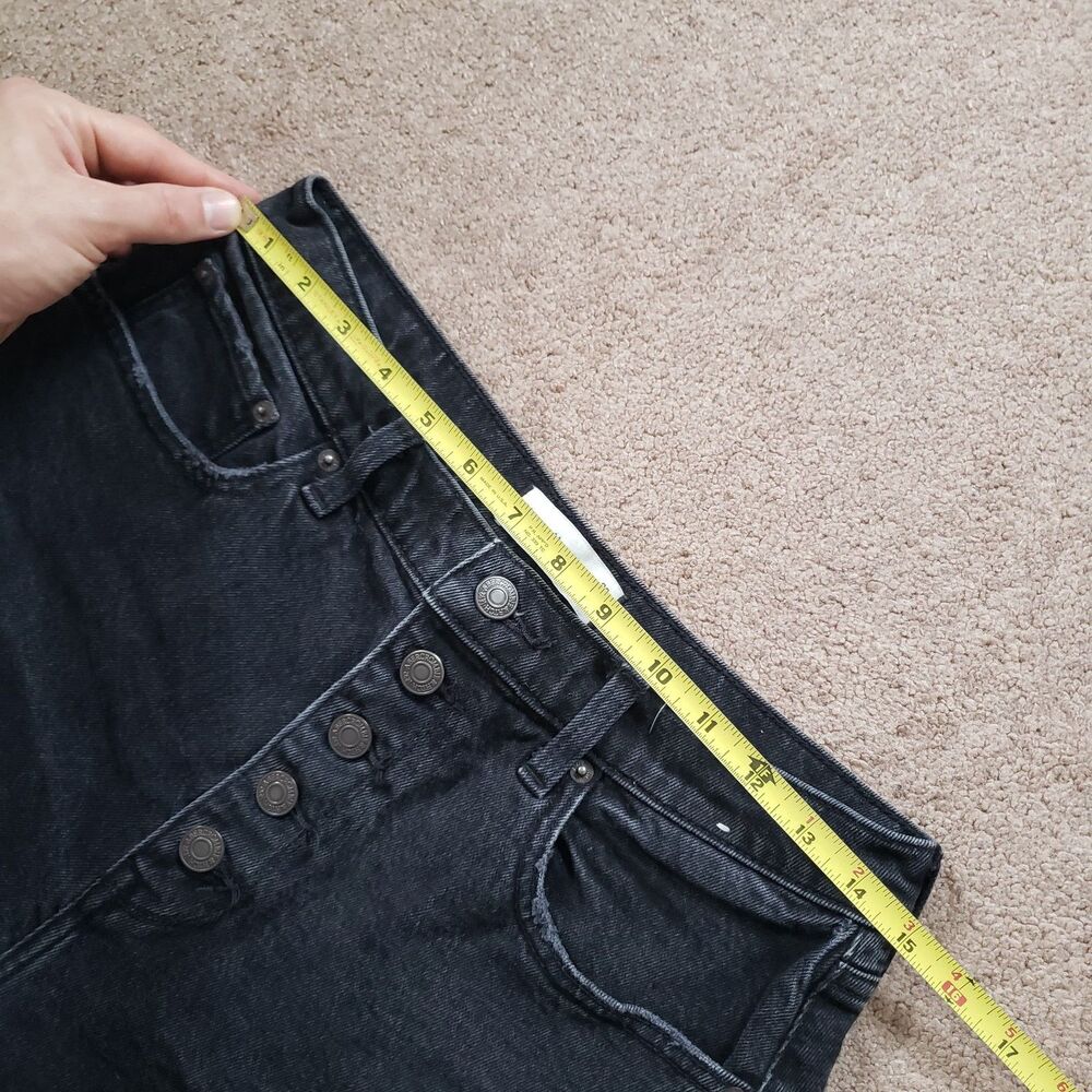 Abercrombie & Fitch Black High Rise Mom Shorts Curve Love Cuffed Button Fly 29/8 - Picture 5 of 8
